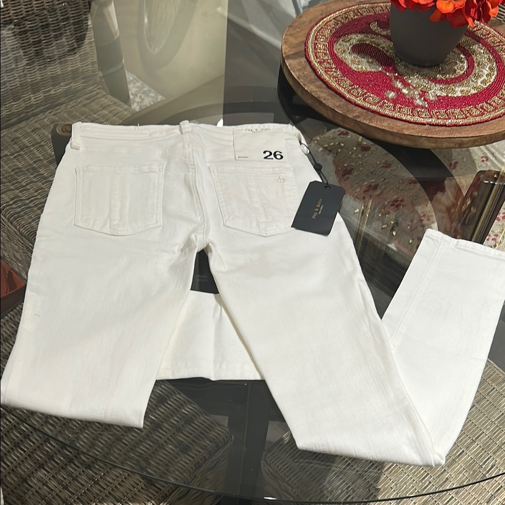 rag & bone White Straight Leg Skinny Jeans - Picture 9 of 14